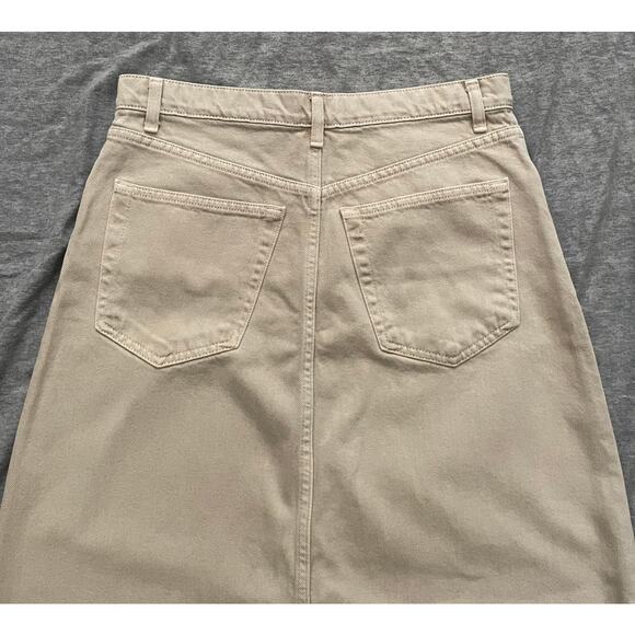 New TOPSHOP Womens Size 6 Beige Denim Low Slung Maxi Skirt - Picture 7 of 12